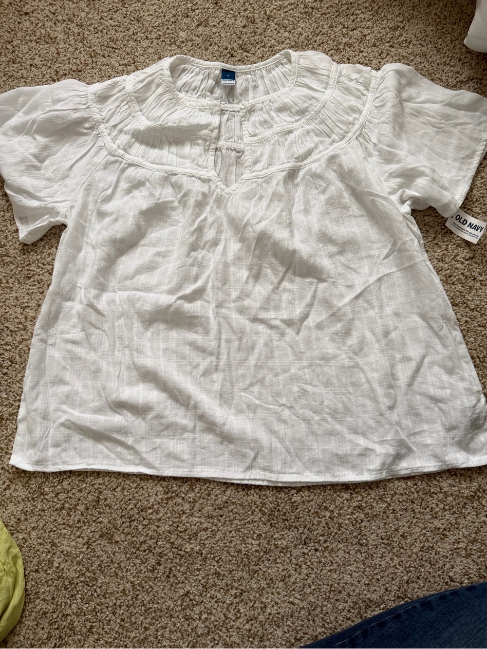 Old Navy White Short-Sleeve Peasant Blouse